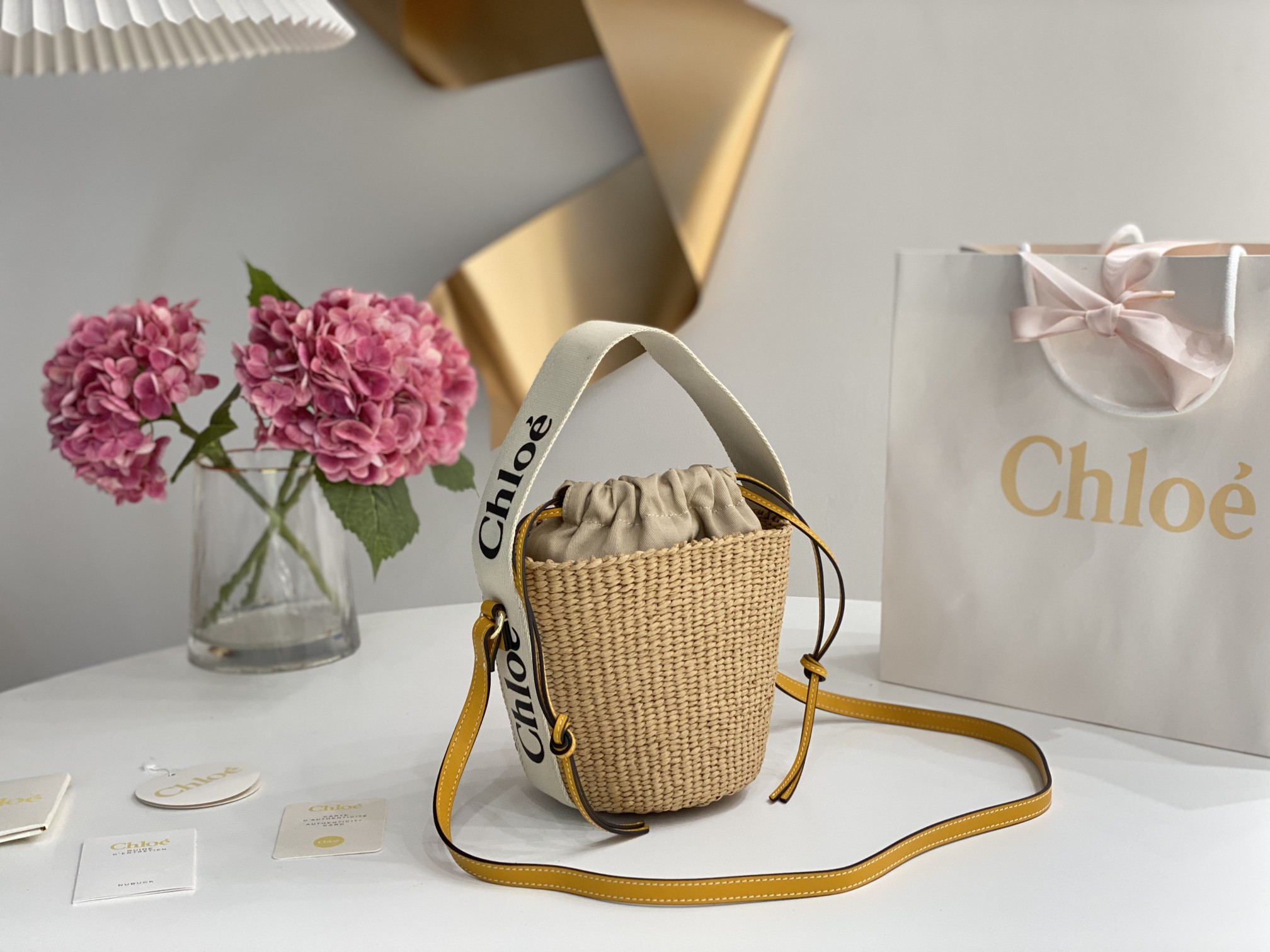 Chloe Small Woody Basket In Natural Fibers 